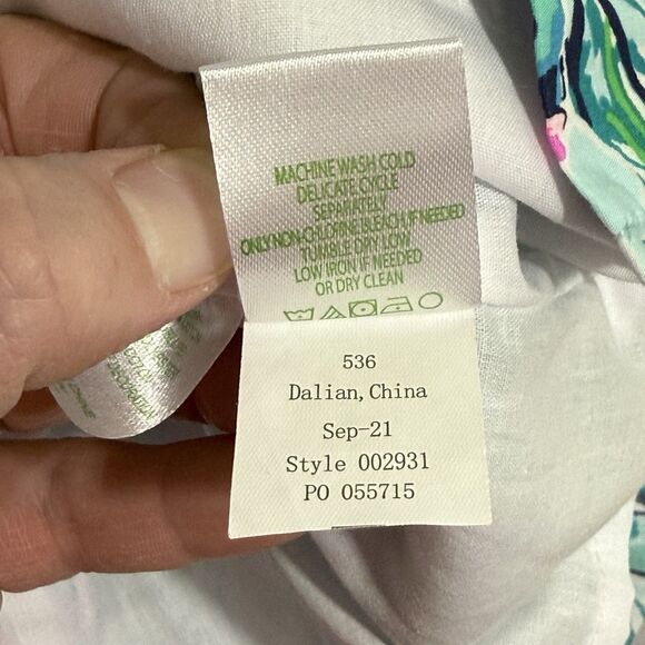 Lilly Pulitzer Barking Up The Palm Tree Seasalt Blue Classic Shift Dress Girl 10 - Picture 11 of 11